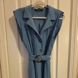 Zara Blue Buttoned Jumpsuit